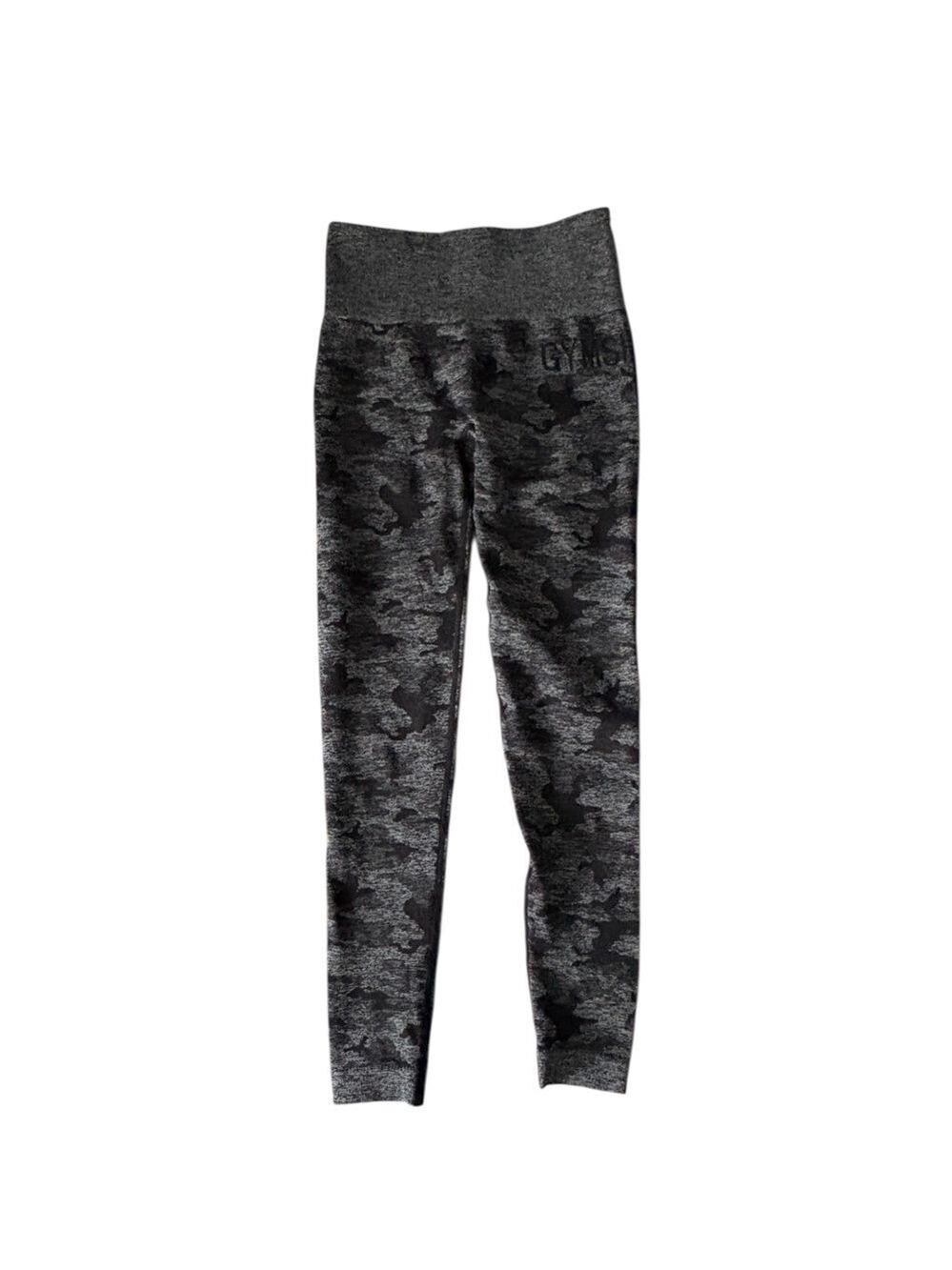 Gymshark Black Gray Camouflage Leggings Extra Small